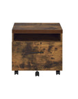 19" Brown And Black Rustic Wood Single Drawer Rolling Filing Cabinet