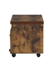 19" Brown And Black Rustic Wood Single Drawer Rolling Filing Cabinet