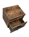 19" Brown And Black Rustic Wood Single Drawer Rolling Filing Cabinet