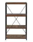 43" Black And Brown Distressed Metal and Wood Three Tier Etagere Bookcase