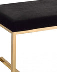 40" Black and Champagne Upholstered Faux Fur Bench