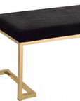 40" Black and Champagne Upholstered Faux Fur Bench