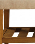 40" Light Gray and Brown Upholstered Polyester Bench with Shelves
