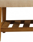 40" Light Gray and Brown Upholstered Polyester Bench with Shelves