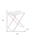 22" Clear and Copper Acrylic and Metal Tray Table