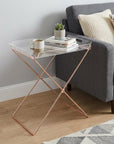 22" Clear and Copper Acrylic and Metal Tray Table