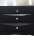 25" Black Solid Wood Three Drawer Nightstand