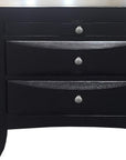 25" Black Solid Wood Three Drawer Nightstand