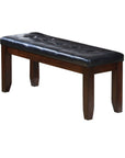 48" Black and Espresso Faux Leather and Wood Upholstered Bench