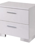 23" White Two Drawers Mirrored Nightstand