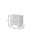 23" White Two Drawers Mirrored Nightstand