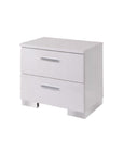 23" White Two Drawers Mirrored Nightstand