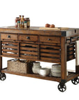 Brown 52" Rolling Kitchen Cart With Storage