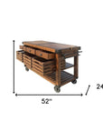 Brown 52" Rolling Kitchen Cart With Storage