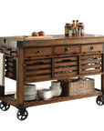 Brown 52" Rolling Kitchen Cart With Storage