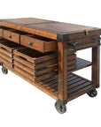Brown 52" Rolling Kitchen Cart With Storage