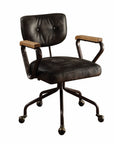 Black and Dark Brown Adjustable Swivel Leather Rolling Executive Office Chair