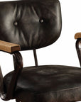 Black and Dark Brown Adjustable Swivel Leather Rolling Executive Office Chair