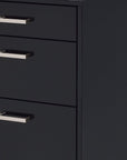 28" Black Wood And Metal Three Drawers Filing Cabinet