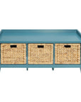43" White Distressed Solid Wood Storage Bench with Baskets