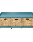 43" White Distressed Solid Wood Storage Bench with Baskets
