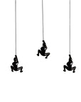 Set of Three Black Resin Climbing Man Hanging Dimensional Sculpture