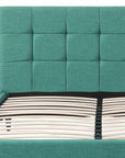 Turquoise Tufted Fabric Upholstered Queen Bed Frame