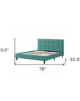 Turquoise Tufted Fabric Upholstered Queen Bed Frame