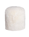 18" White Genuine Sheepskin Cylindrical Pouf Ottoman