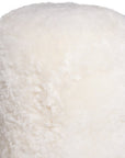 18" White Genuine Sheepskin Cylindrical Pouf Ottoman