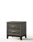 25" Gray Two Drawers Nightstand