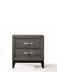 25" Gray Two Drawers Nightstand