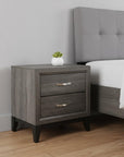 25" Gray Two Drawers Nightstand