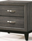 25" Gray Two Drawers Nightstand