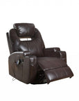 34" Black Leather Match Power Heated Massage Recliner