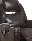 34" Black Leather Match Power Heated Massage Recliner
