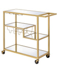 40" Clear and Gold Glass and Iron Rolling Prep Table