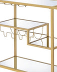 40" Clear and Gold Glass and Iron Rolling Prep Table