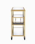 40" Clear and Gold Glass and Iron Rolling Prep Table