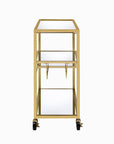 40" Clear and Gold Glass and Iron Rolling Prep Table