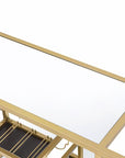 40" Clear and Gold Glass and Iron Rolling Prep Table