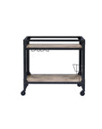 Black and Natural 32" Rolling Prep Table With Storage