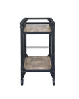 Black and Natural 32" Rolling Prep Table With Storage