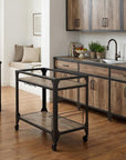 Black and Natural 32" Rolling Prep Table With Storage