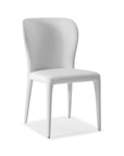 Set of Two White Upholstered Faux Leather Dining Side Chairs