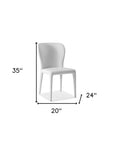 Set of Two White Upholstered Faux Leather Dining Side Chairs