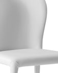 Set of Two White Upholstered Faux Leather Dining Side Chairs
