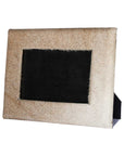 4" x 6" Black Cowhide Picture Frame with Mat