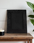 5" x 7" Black Cowhide Hanging & Tabletop Picture Frame with Mat