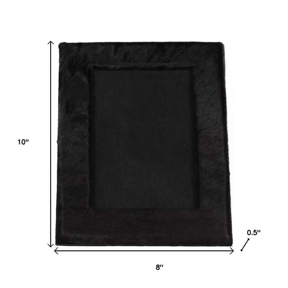 5" x 7" Black Cowhide Hanging &amp; Tabletop Picture Frame with Mat